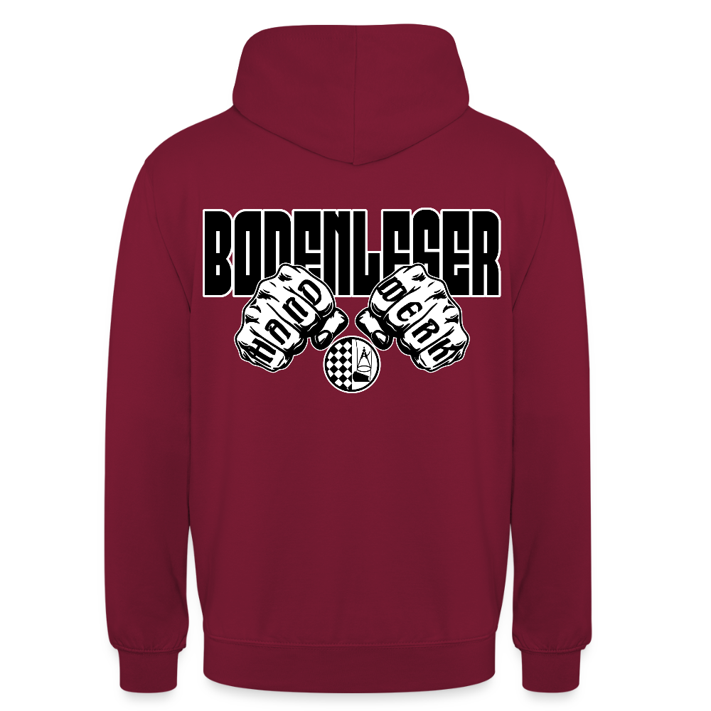 Unisex Hoodie "Bodenleger" (beidseitig bedruckt) - Bordeaux