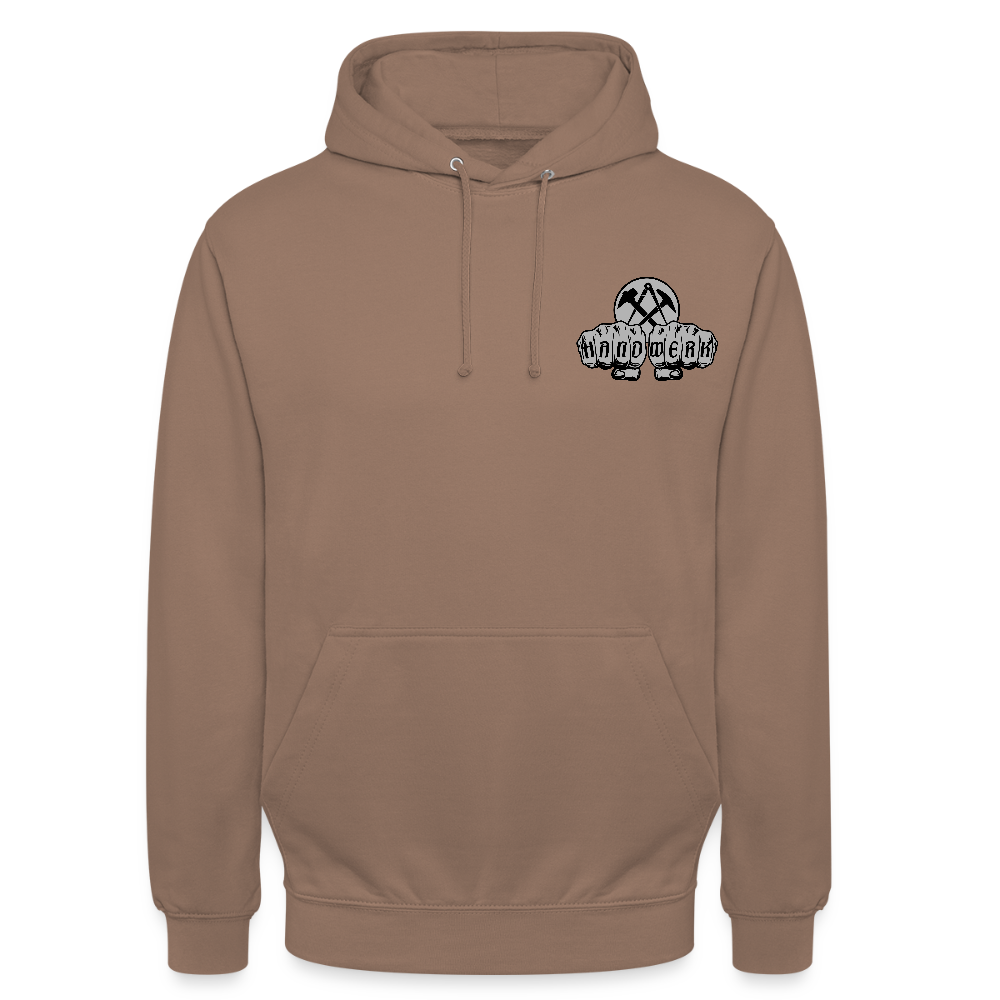 Unisex Hoodie "Dachdecker" beidseitig bedruckt Mokka Unisex Hoodie