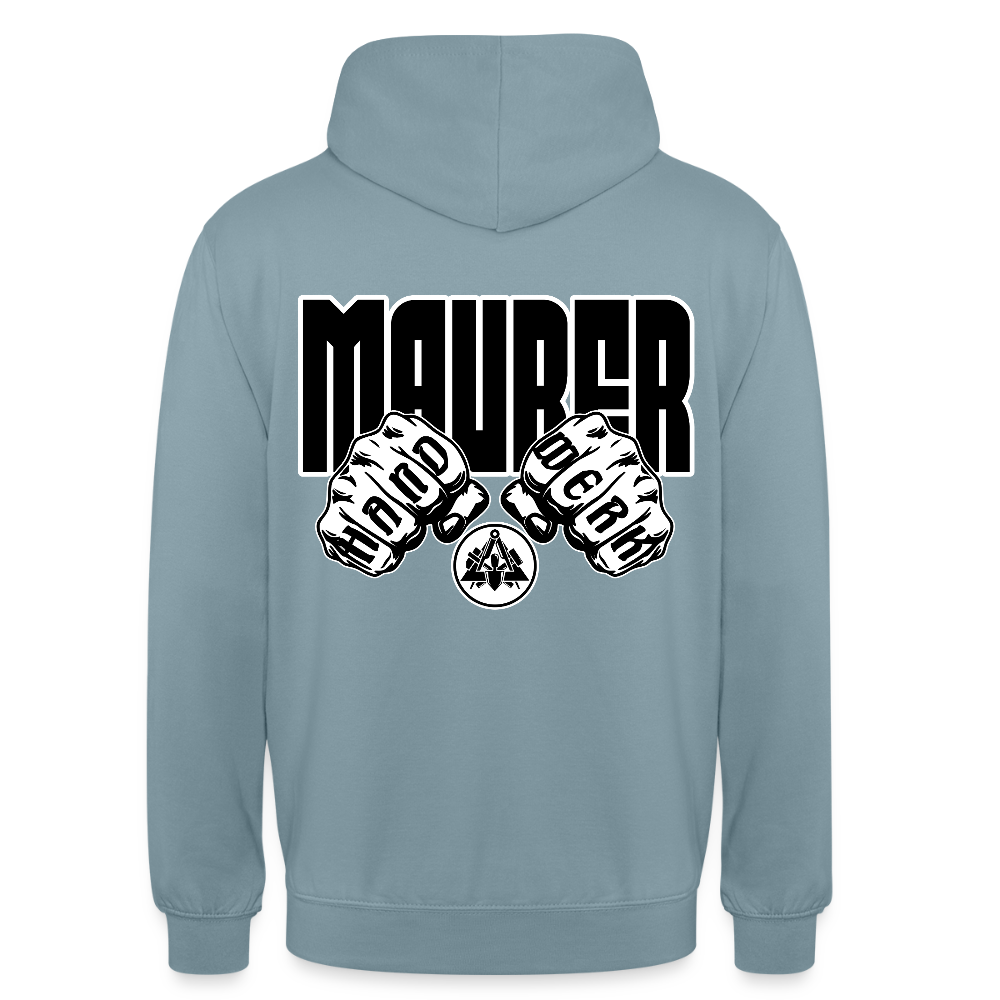 Unisex Hoodie "Maurer" (beidseitig bedruckt) Nebelblau Unisex Hoodie