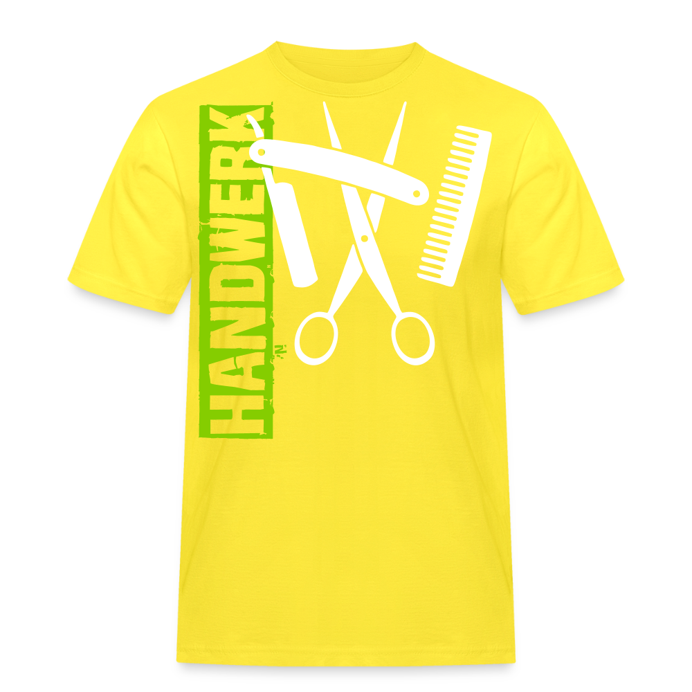 Unisex Workwear T-Shirt "Friseur" - Gelb