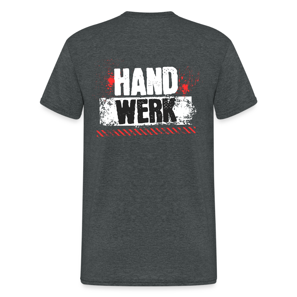 Unisex T-Shirt "Handwerk" (hinten bedruckt) - Dunkelgrau meliert