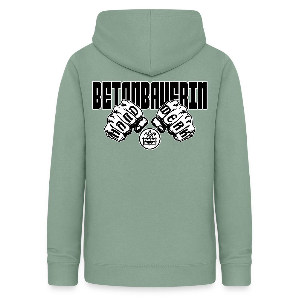 Frauen Hoodie "Betonbauerin" (beidseitig beruckt) - Graugrün
