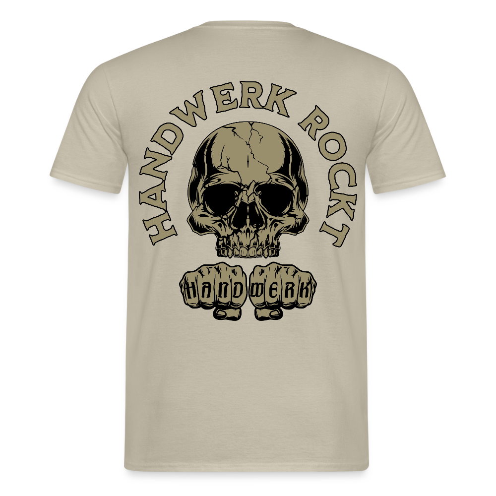 Unisex T-Shirt "Handwerk-Rockt" (beidseitig bedruckt) - Sandbeige