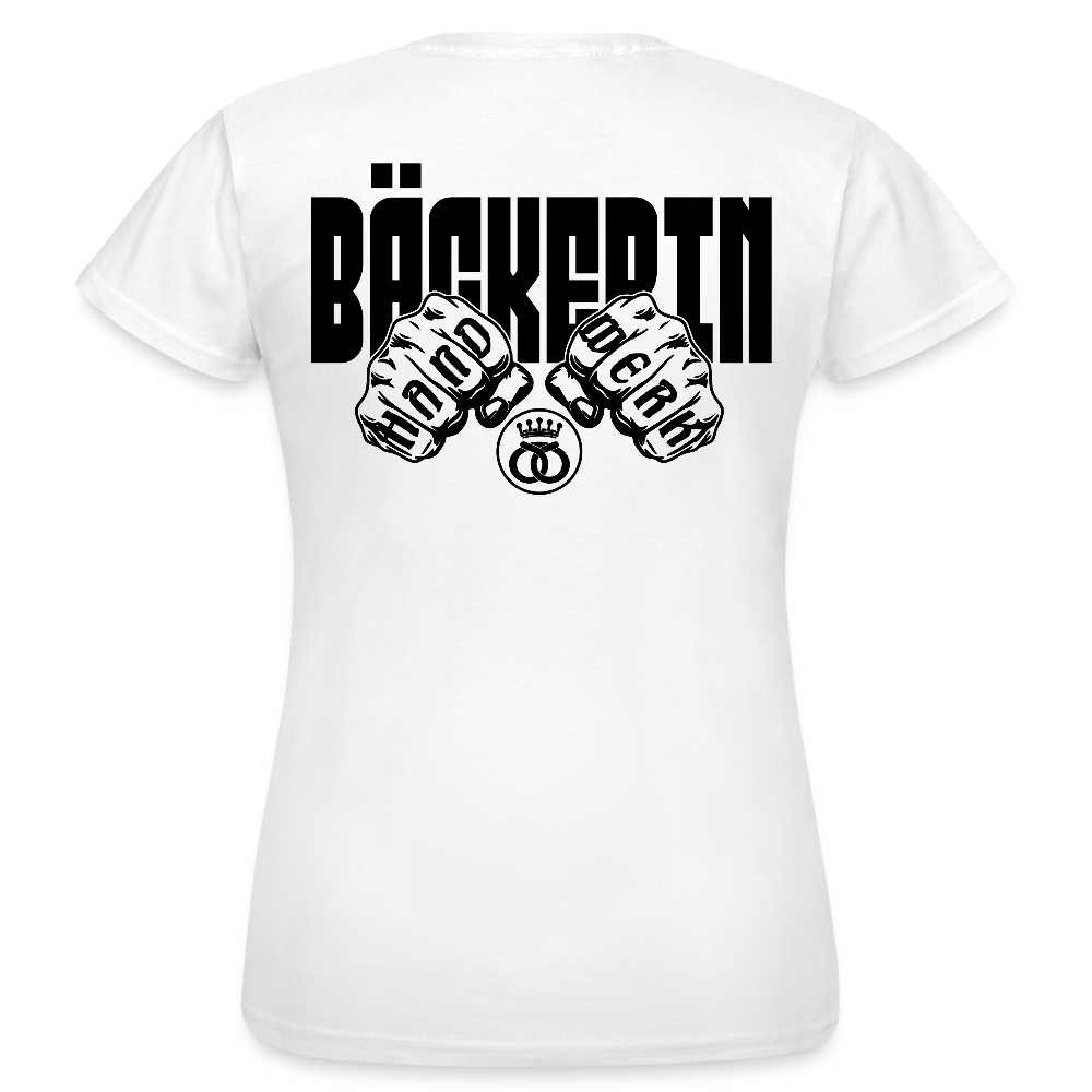 Frauen T-Shirt "Bäckerin" (beidseitig bedruckt) - Weiß