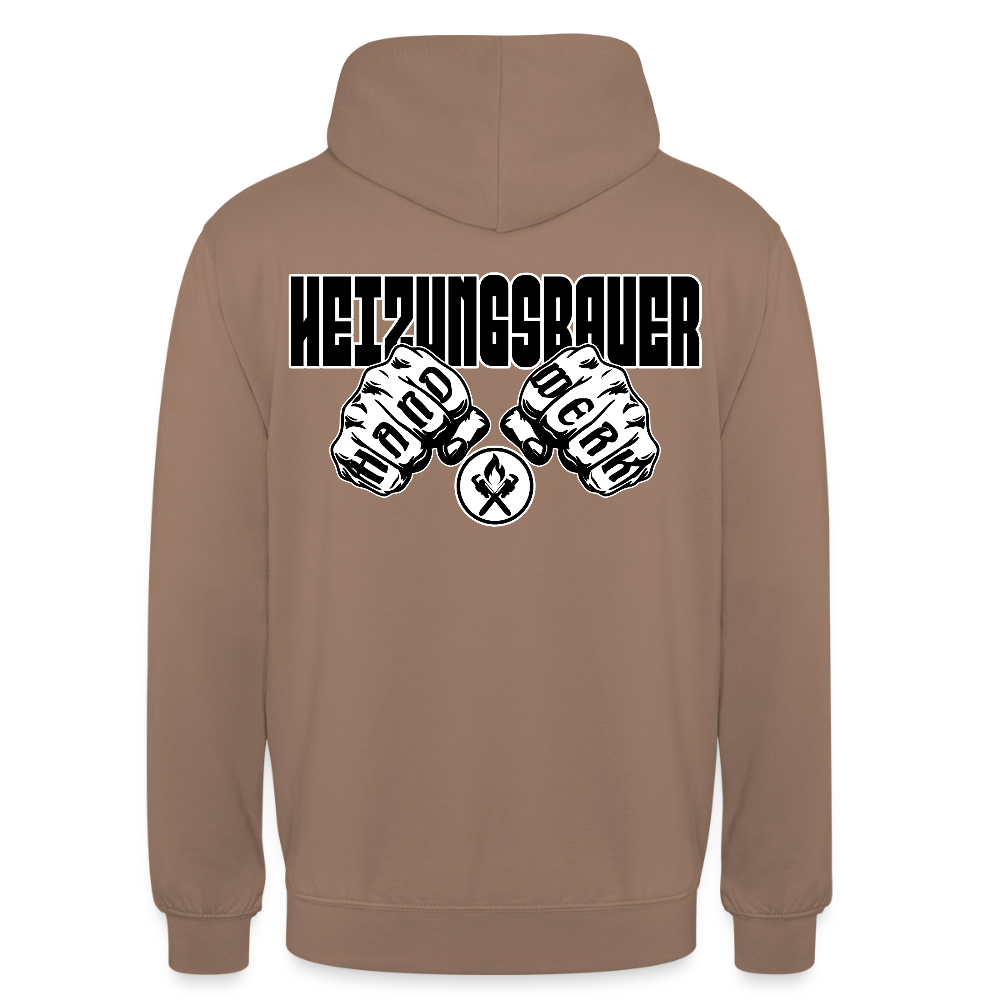 Unisex Hoodie "Heizungsbauer" (beidseitig bedruckt) - Mokka