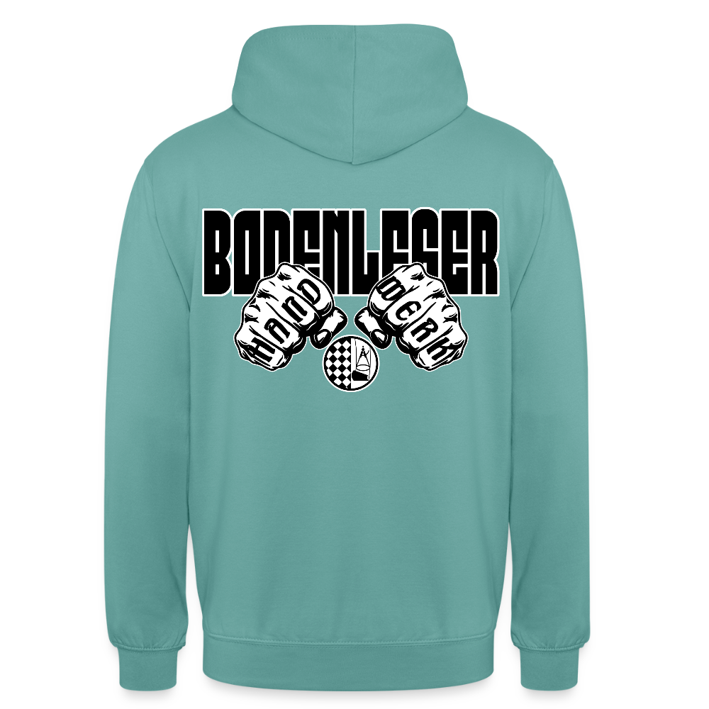 Unisex Hoodie "Bodenleger" (beidseitig bedruckt) - Pastelltürkis