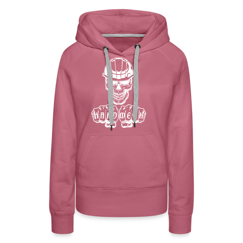 Frauen Premium Hoodie "Skull-Helm-Handwerk" - Malve