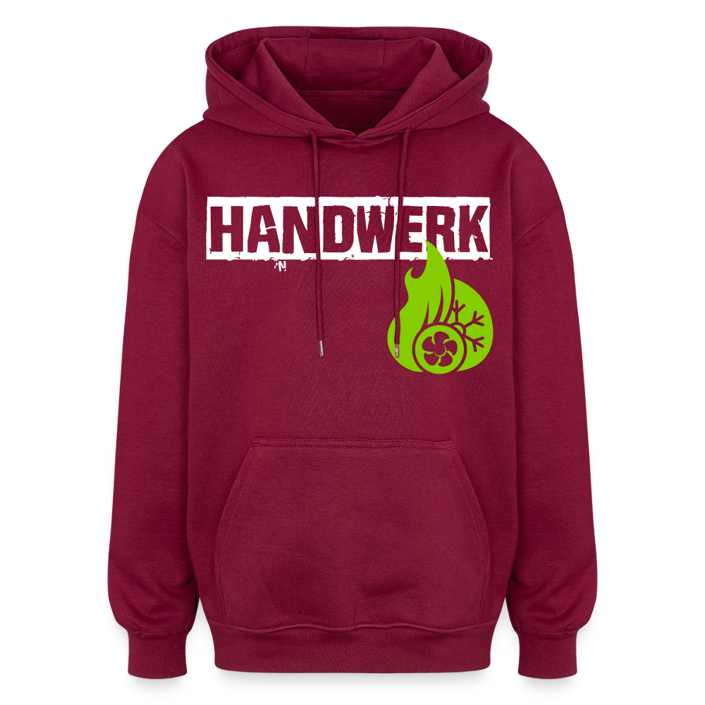 Oversized Unisex Hoodie "Klimatechniker" Burgunderrot Oversized Unisex Hoodie
