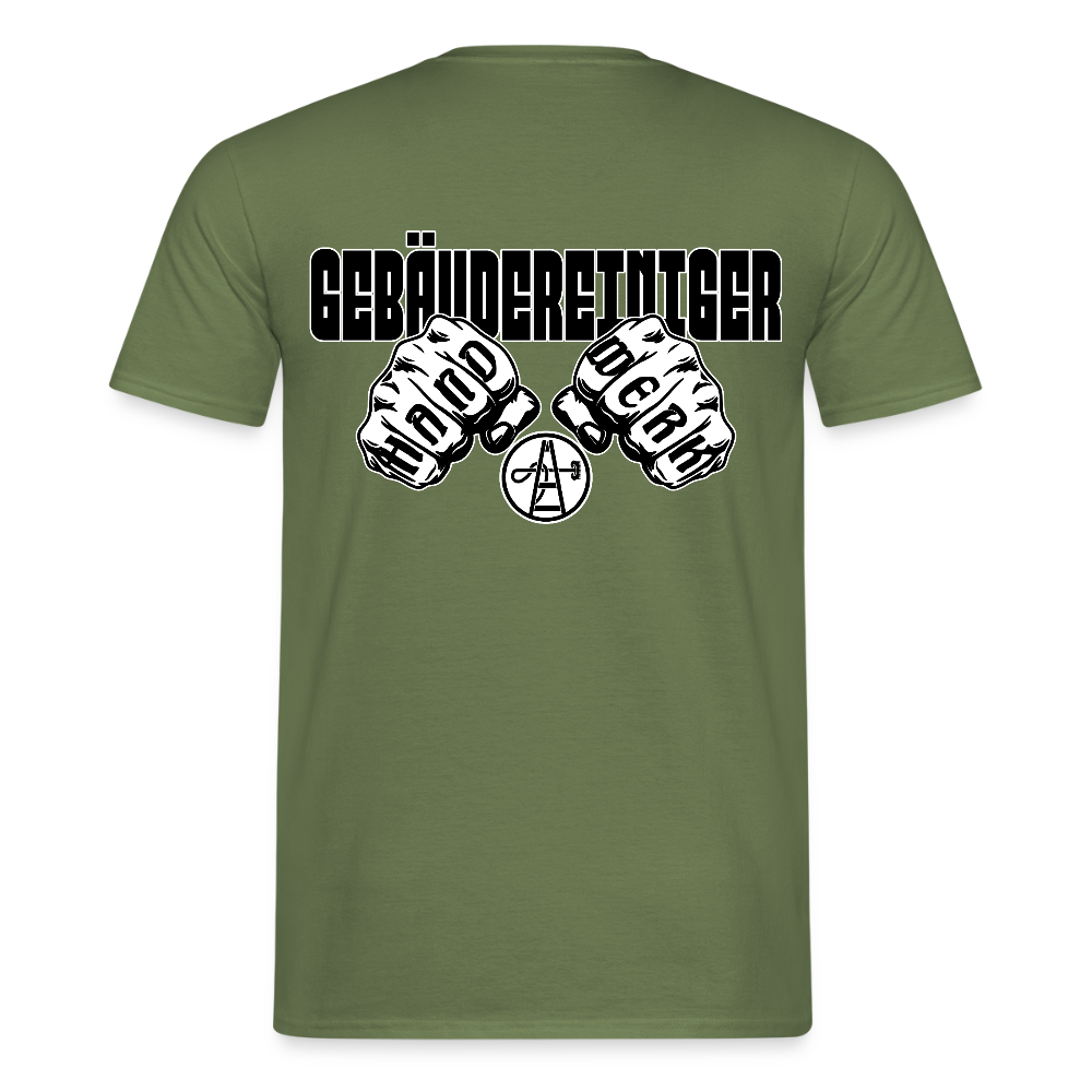 Unisex T-Shirt "Gebäudereiniger" (beidseitig bedruckt) - Militärgrün