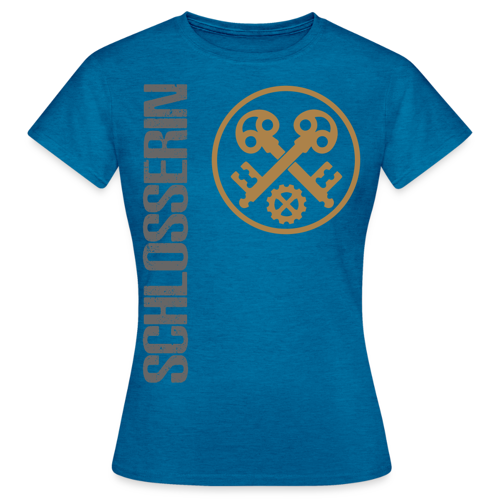 Frauen T-Shirt "Schlosserin" - Antikblaues Saphir meliert