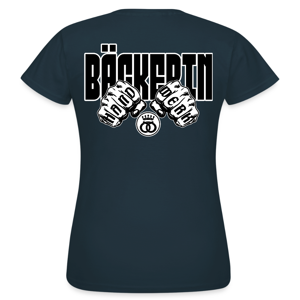 Frauen T-Shirt "Bäckerin" (beidseitig bedruckt) - Navy