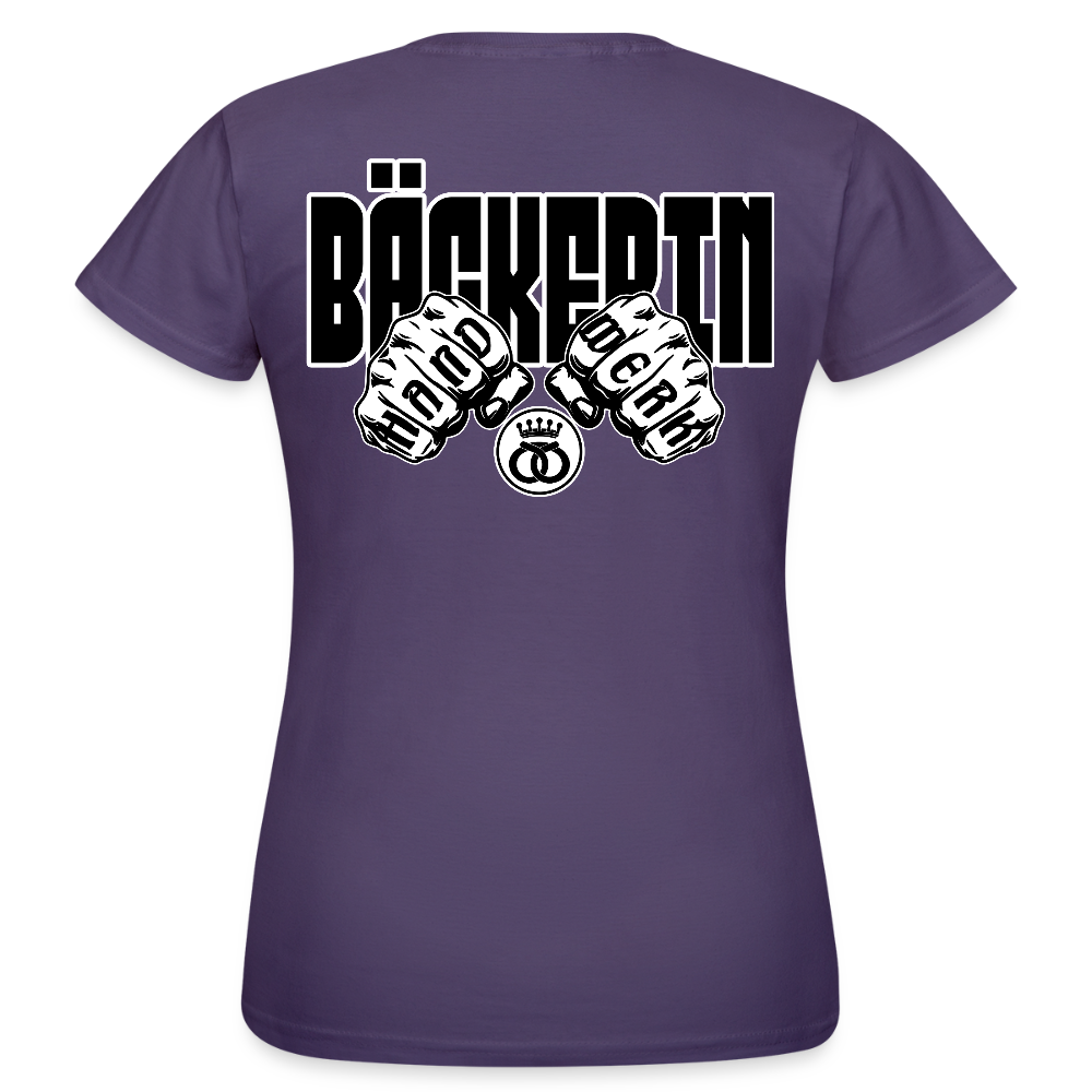 Frauen T-Shirt "Bäckerin" (beidseitig bedruckt) - Dunkellila