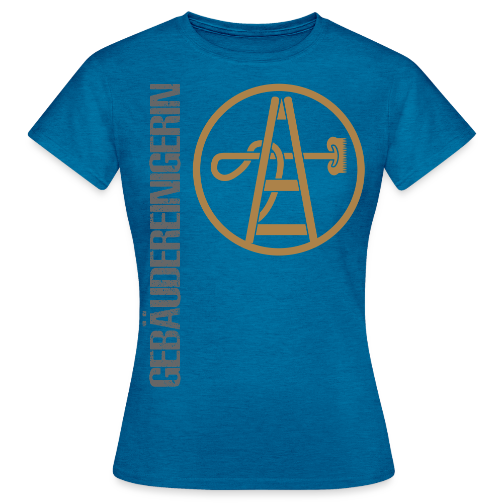 Frauen T-Shirt "Gebäudereinigerin" - Antikblaues Saphir meliert