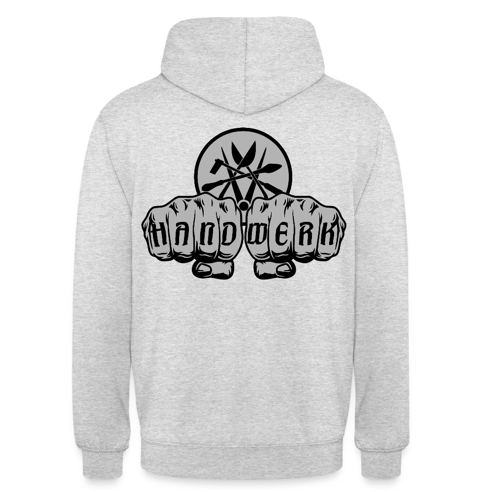 Unisex Hoodie "Spengler" beidseitig bedruckt - Hellgrau meliert