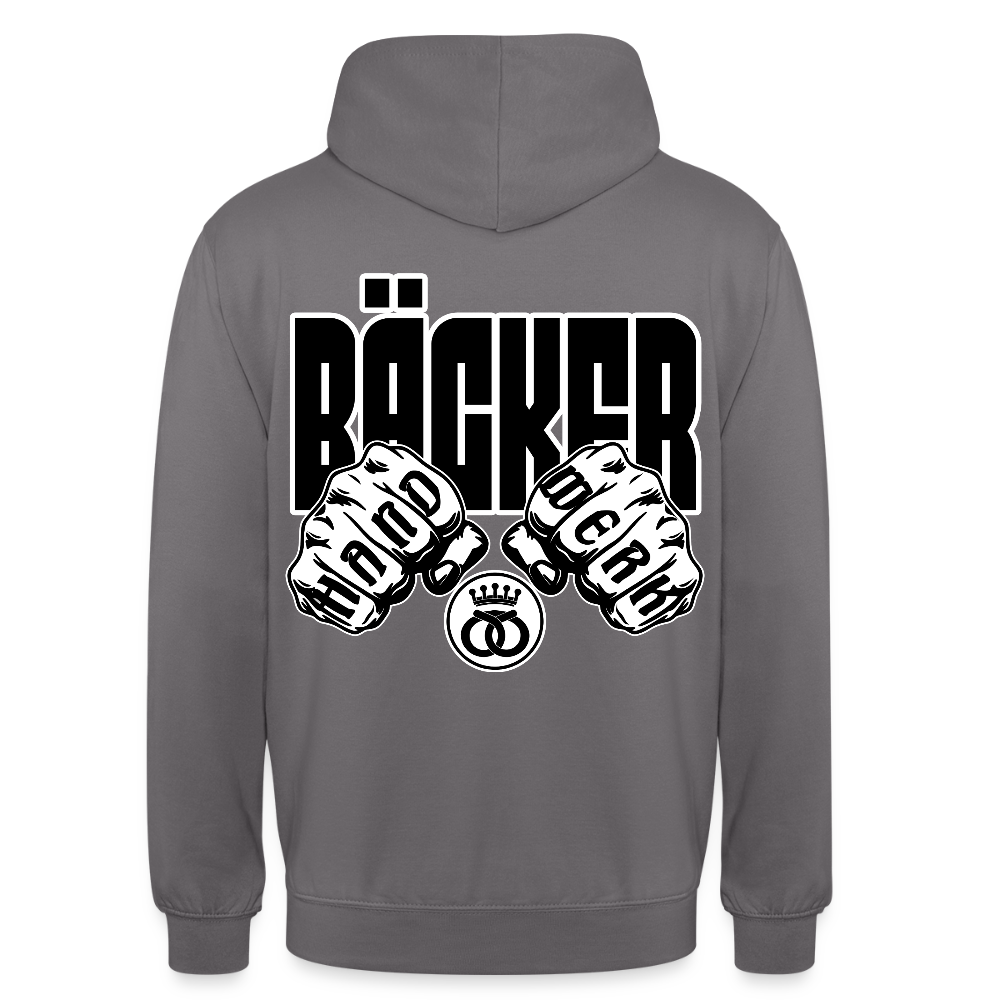 Unisex Hoodie "Bäcker" (beidseitig bedruckt) - Mittelgrau