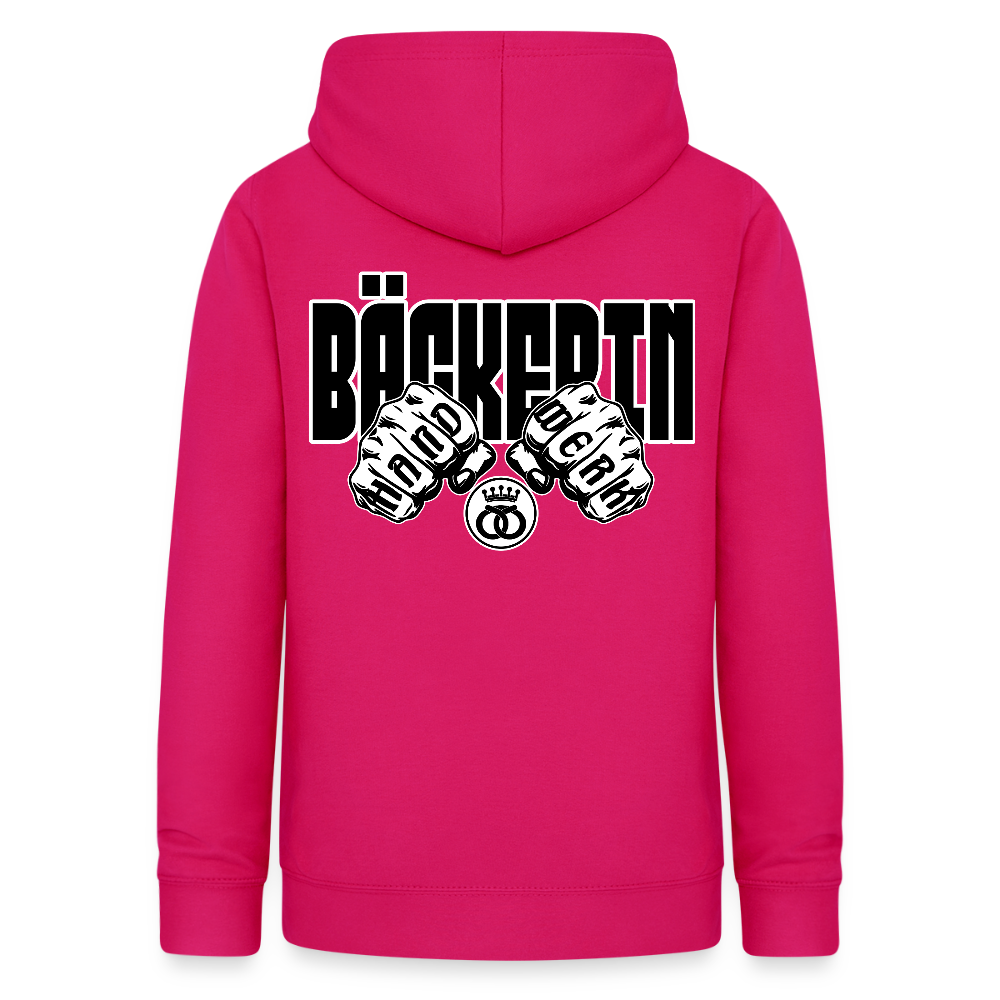 Frauen Hoodie "Bäckerin" (beidseitig beruckt) - dunkles Pink