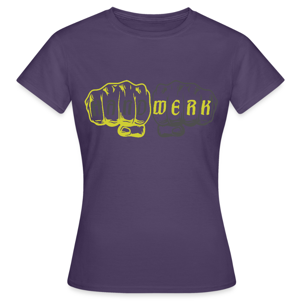 Frauen T-Shirt "Handwerk" Dunkellila Frauen T-Shirt