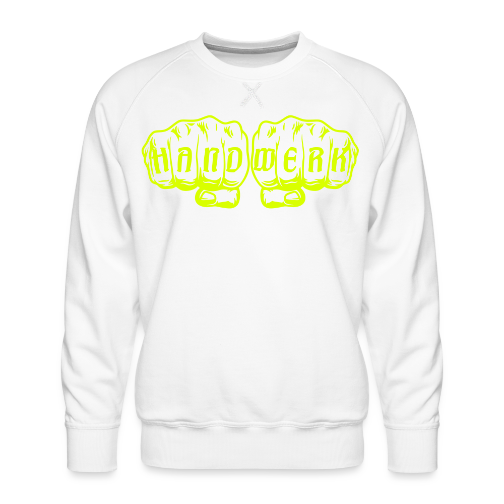 Unisex Premium Pullover "Maler" neongelb - Weiß