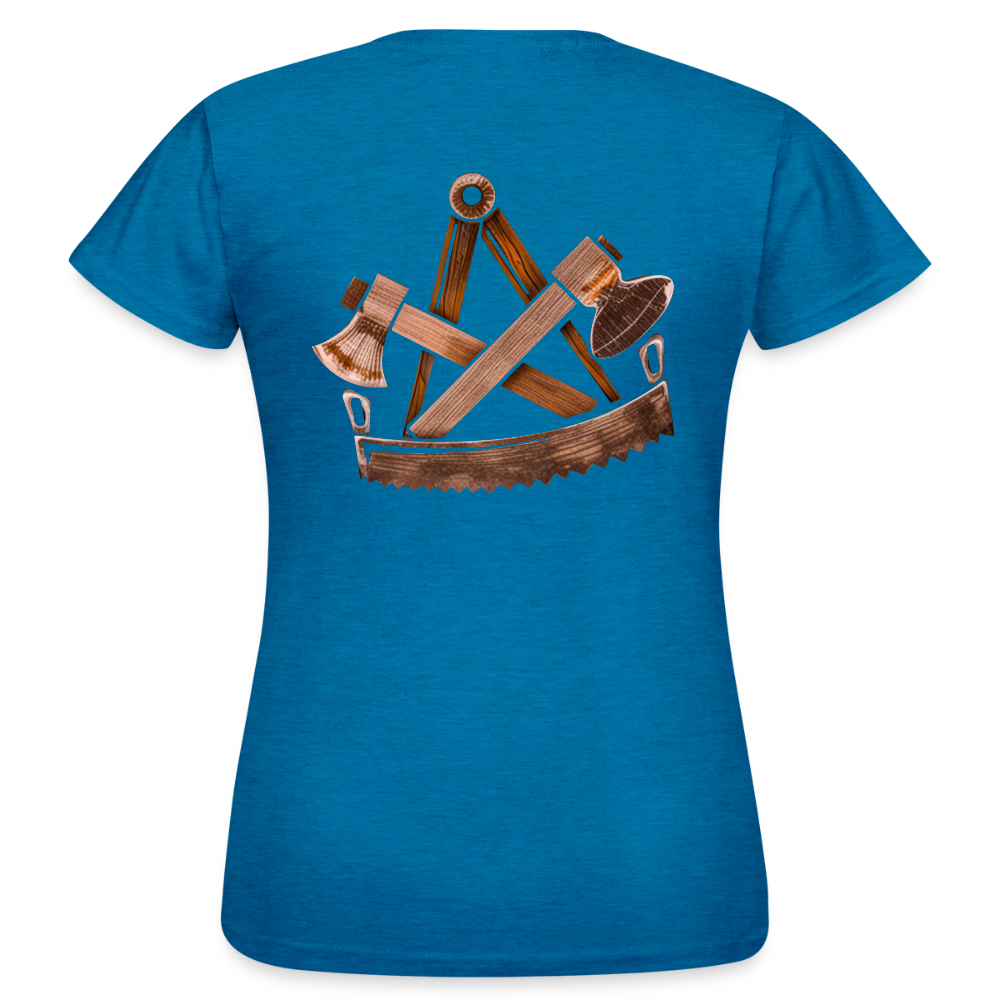 Frauen T-Shirt "Zimmermann" (beidseitig bedruckt) - Antikblaues Saphir meliert