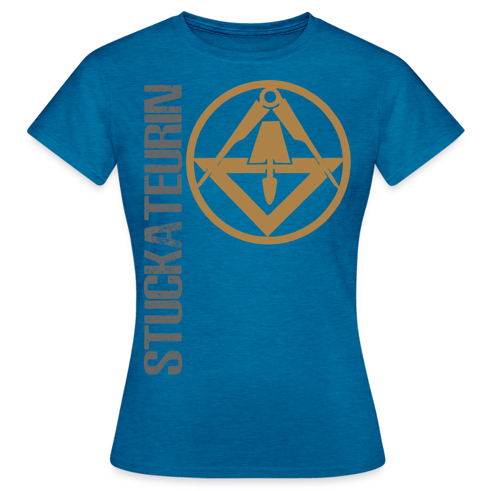 Frauen T-Shirt "Stuckateurin" - Antikblaues Saphir meliert
