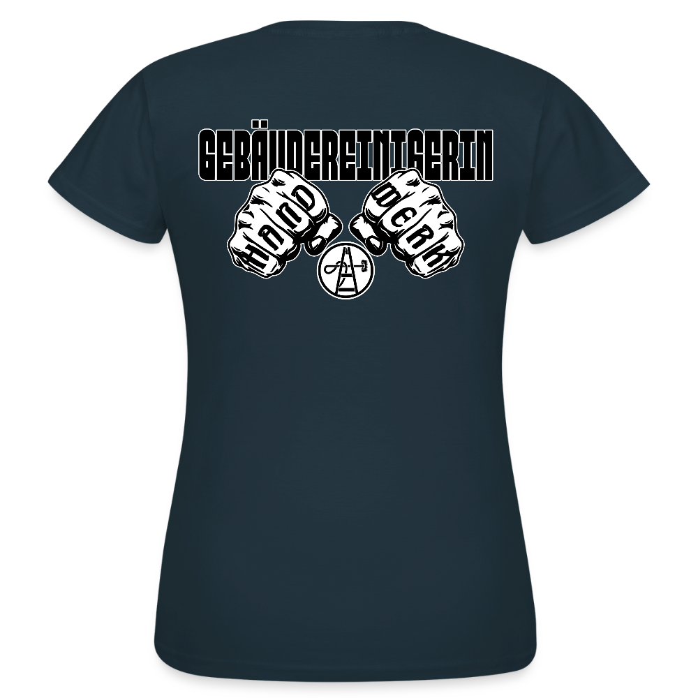 Frauen T-Shirt "Gebäudereinigerin" (beidseitig bedruckt) - Navy