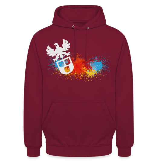 Unisex Hoodie "Maler-Splash" Bordeaux Unisex Hoodie {{ color }}