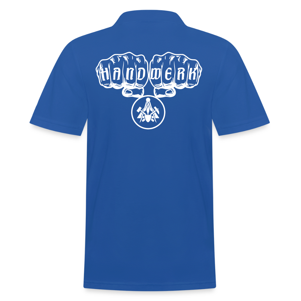 Männer Poloshirt "Maurer" (hinten bedruckt) Royalblau Männer Poloshirt