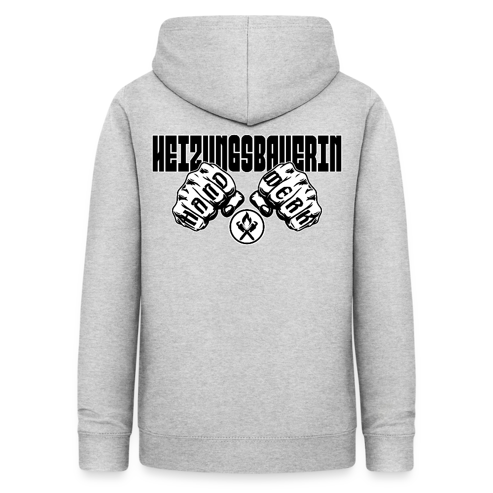 Frauen Hoodie "Heizungsbauerin" (beidseitig beruckt) - Hellgrau meliert