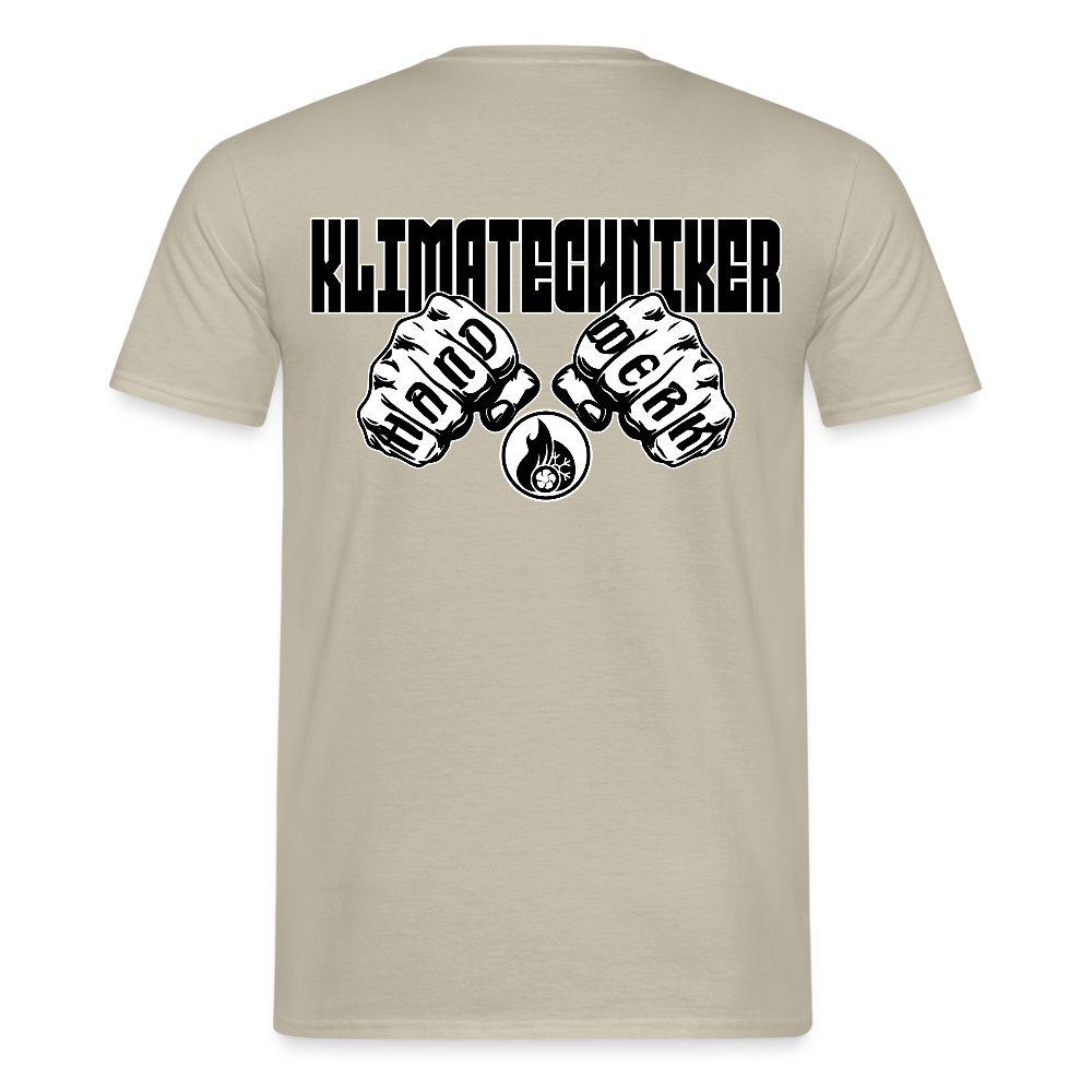 Unisex T-Shirt "Klimatechniker" (beidseitig bedruckt) Sandbeige Männer T-Shirt