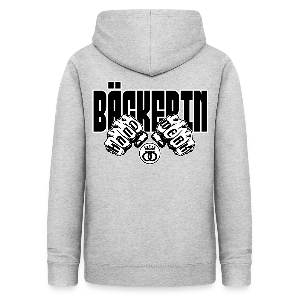 Frauen Hoodie "Bäckerin" (beidseitig beruckt) - Hellgrau meliert