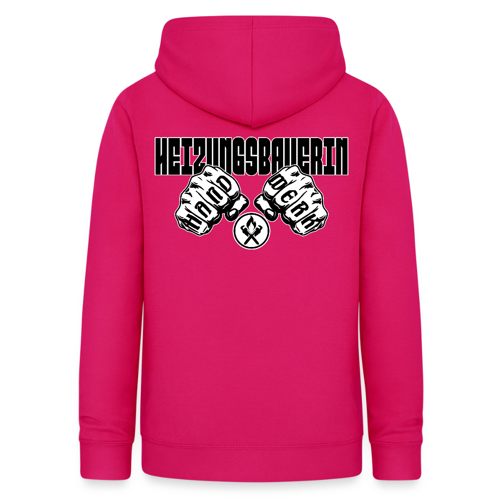 Frauen Hoodie "Heizungsbauerin" (beidseitig beruckt) - dunkles Pink