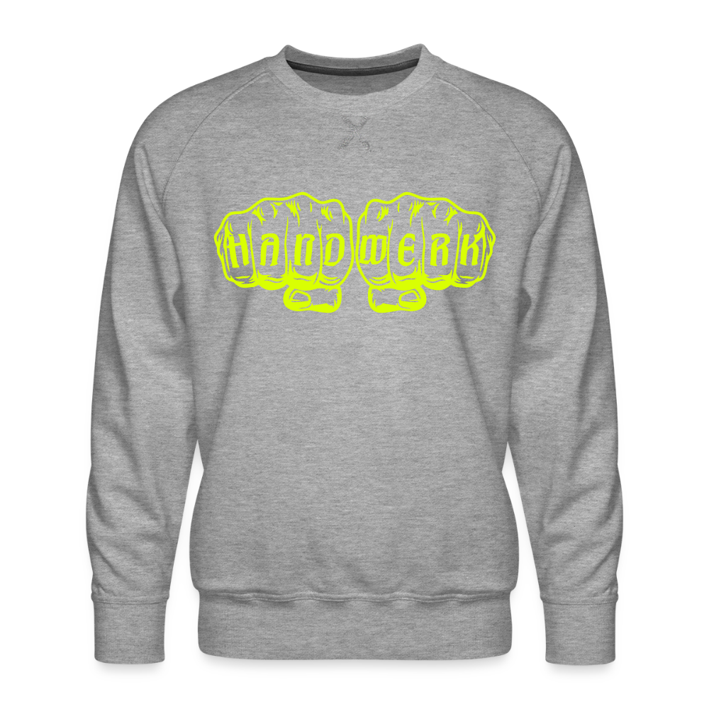 Unisex Premium Pullover "Klimatechniker" neongelb Grau meliert Männer Premium Pullover