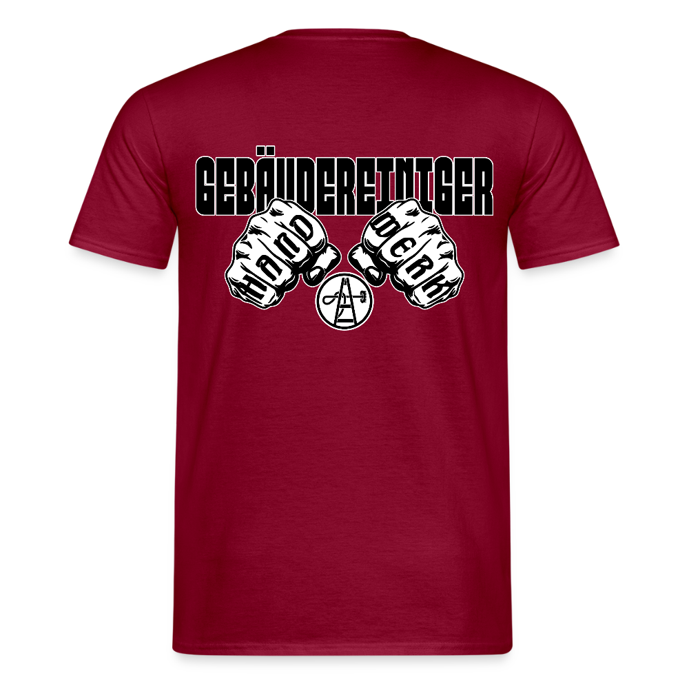 Unisex T-Shirt "Gebäudereiniger" (beidseitig bedruckt) - Ziegelrot