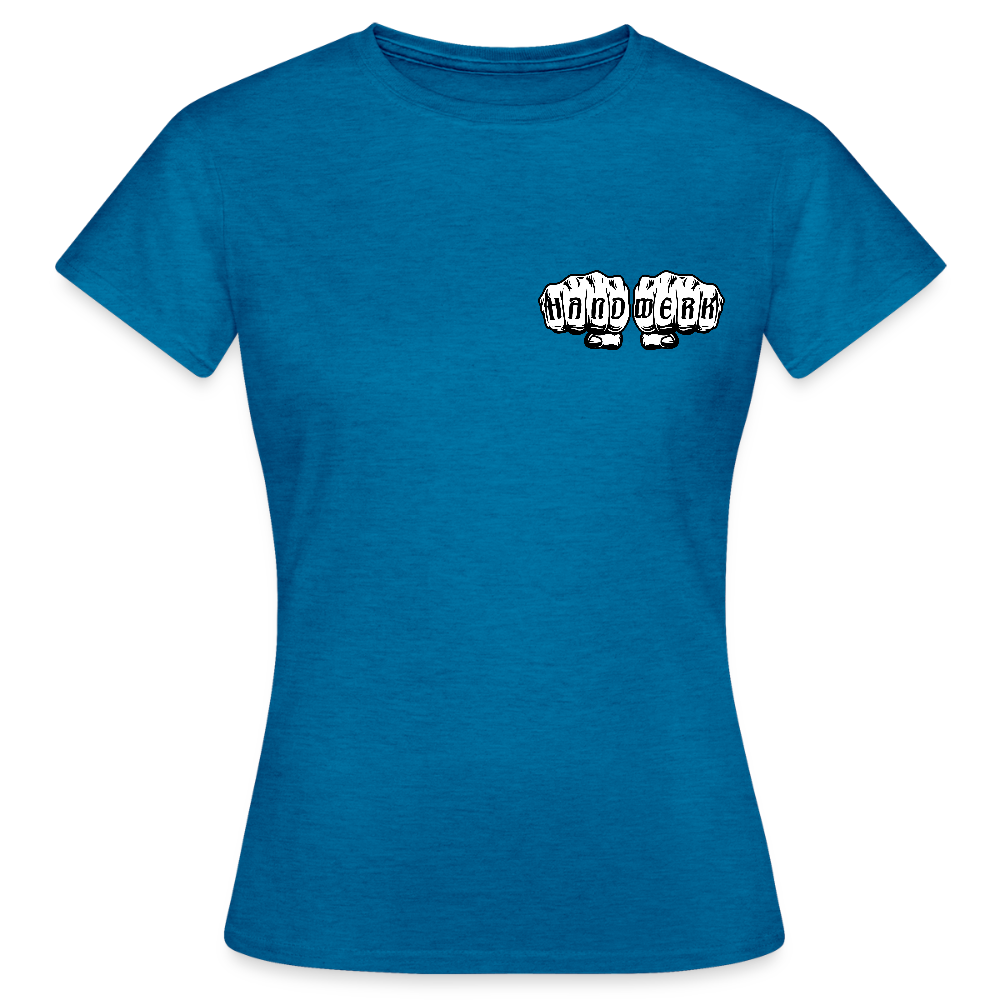 Frauen T-Shirt "Drechsler" (beidseitig bedruckt) - Antikblaues Saphir meliert