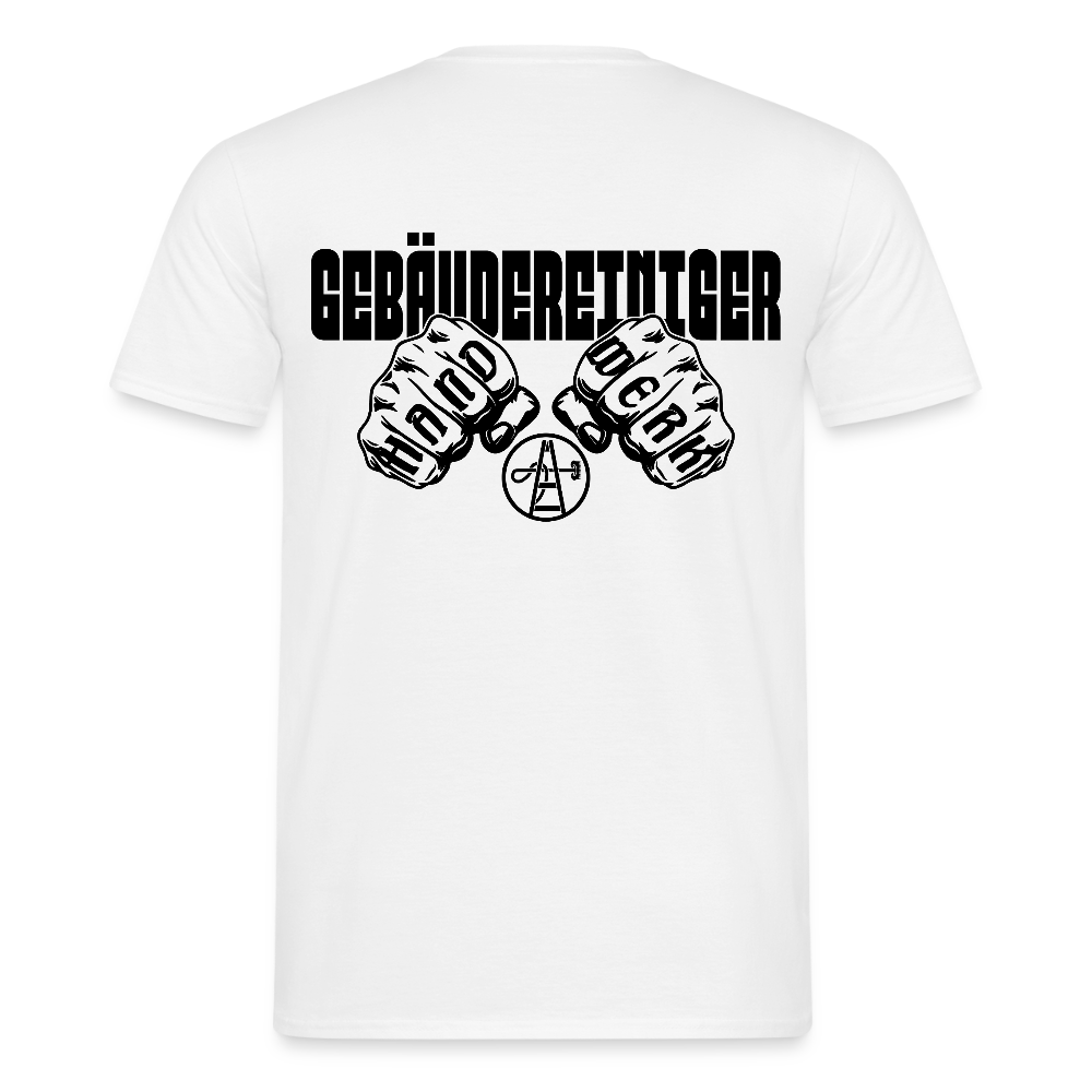 Unisex T-Shirt "Gebäudereiniger" (beidseitig bedruckt) - Weiß