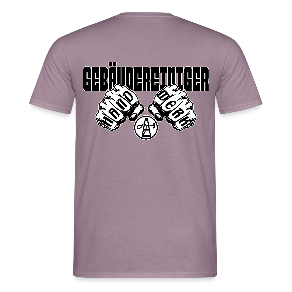 Unisex T-Shirt "Gebäudereiniger" (beidseitig bedruckt) - Lilagrau