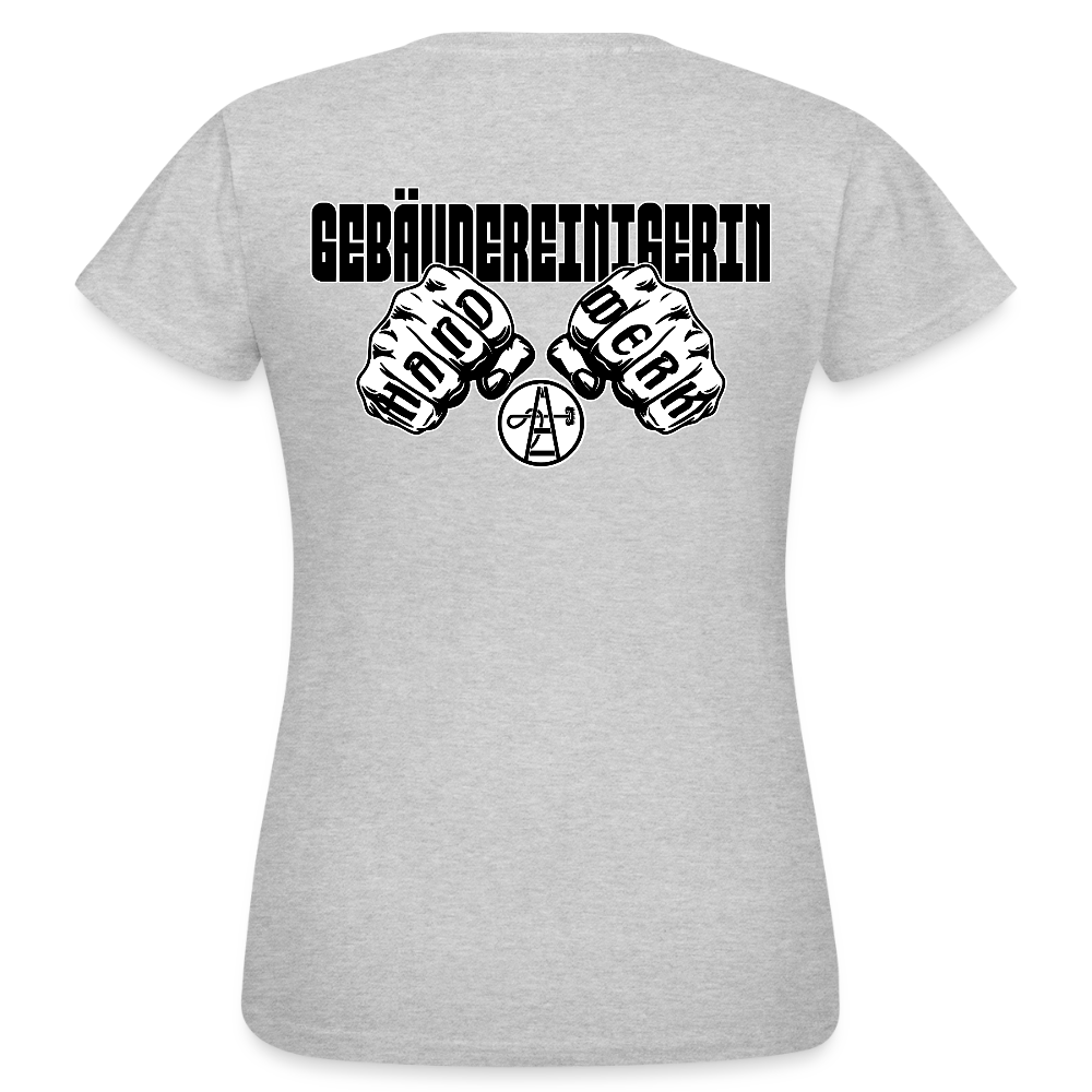 Frauen T-Shirt "Gebäudereinigerin" (beidseitig bedruckt) - Grau meliert