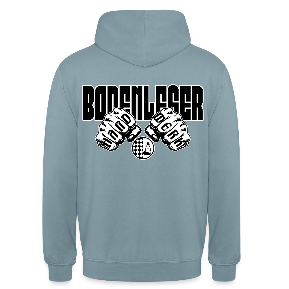 Unisex Hoodie "Bodenleger" (beidseitig bedruckt) - Nebelblau