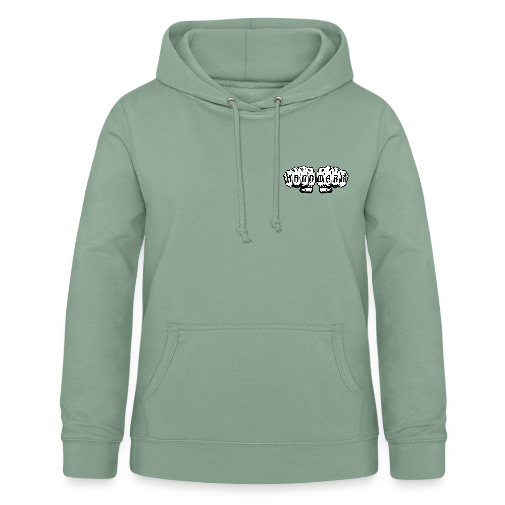 Frauen Hoodie "Bodenlegerin" (beidseitig beruckt) - Graugrün