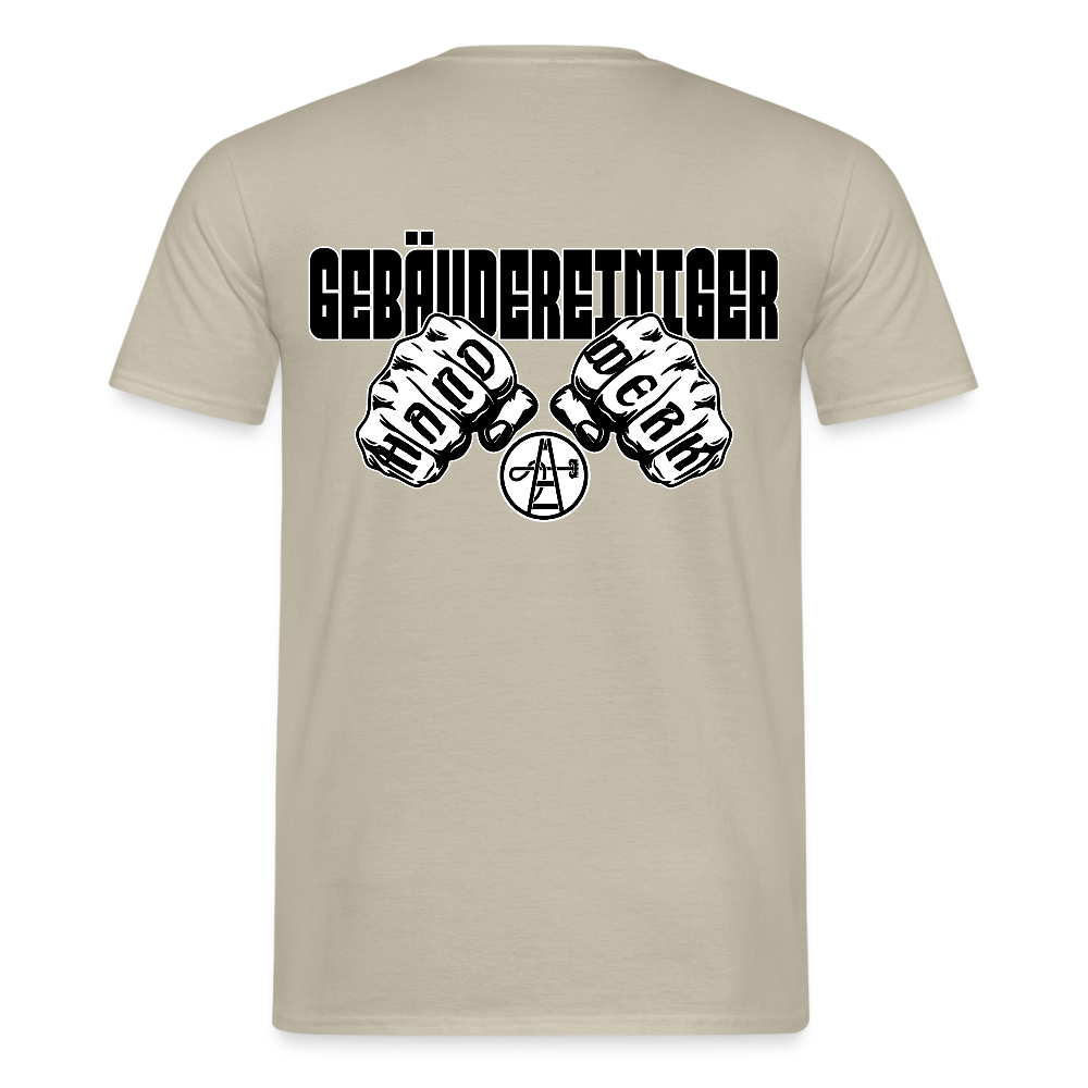Unisex T-Shirt "Gebäudereiniger" (beidseitig bedruckt) - Sandbeige