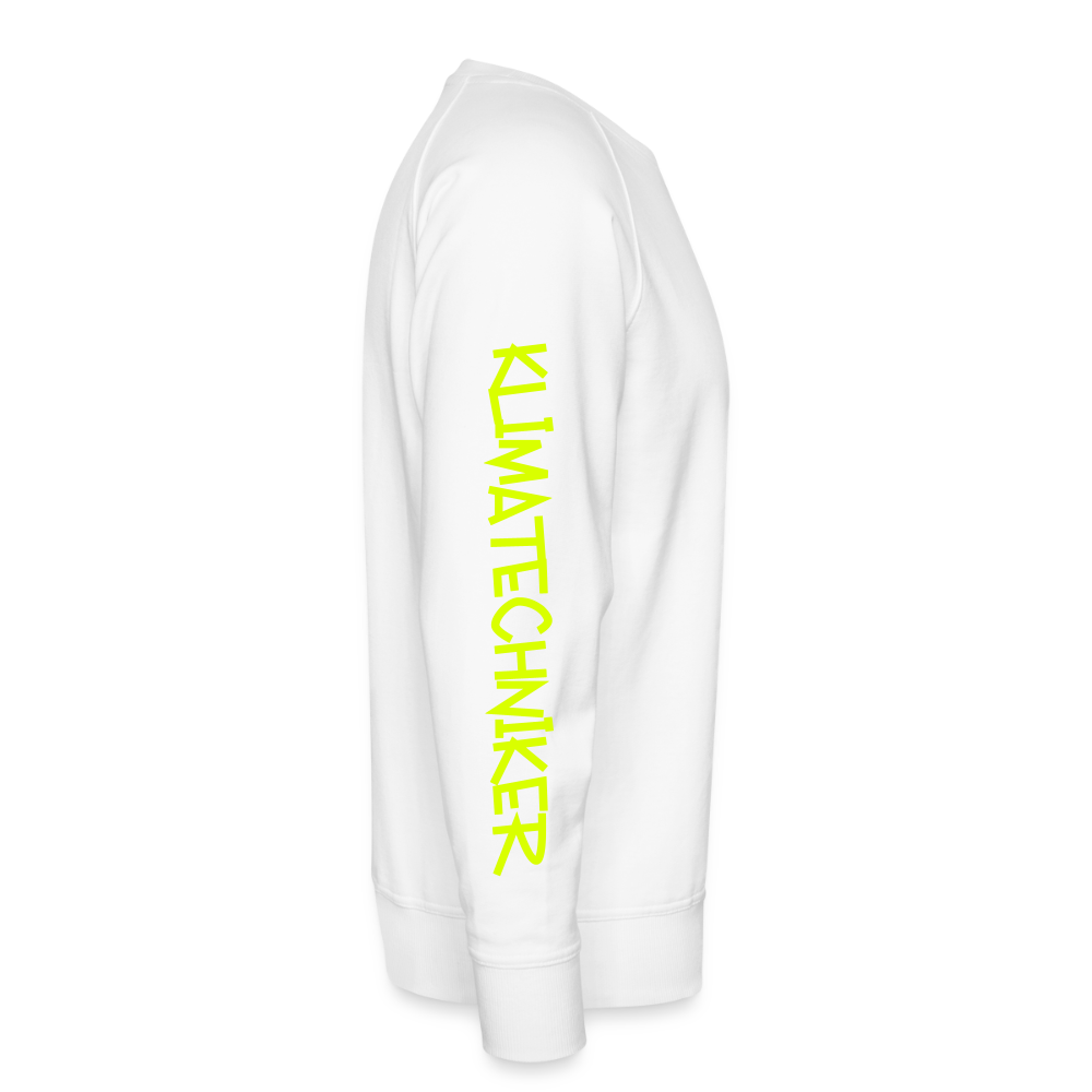 Unisex Premium Pullover "Klimatechniker" neongelb - Weiß