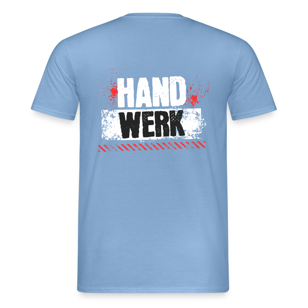 Unisex Handwerk T-Shirt von Spreadconnect, vorne schlicht, hinten bedruckt mit Handwerksmotiven, bequemes Männer T-Shirt