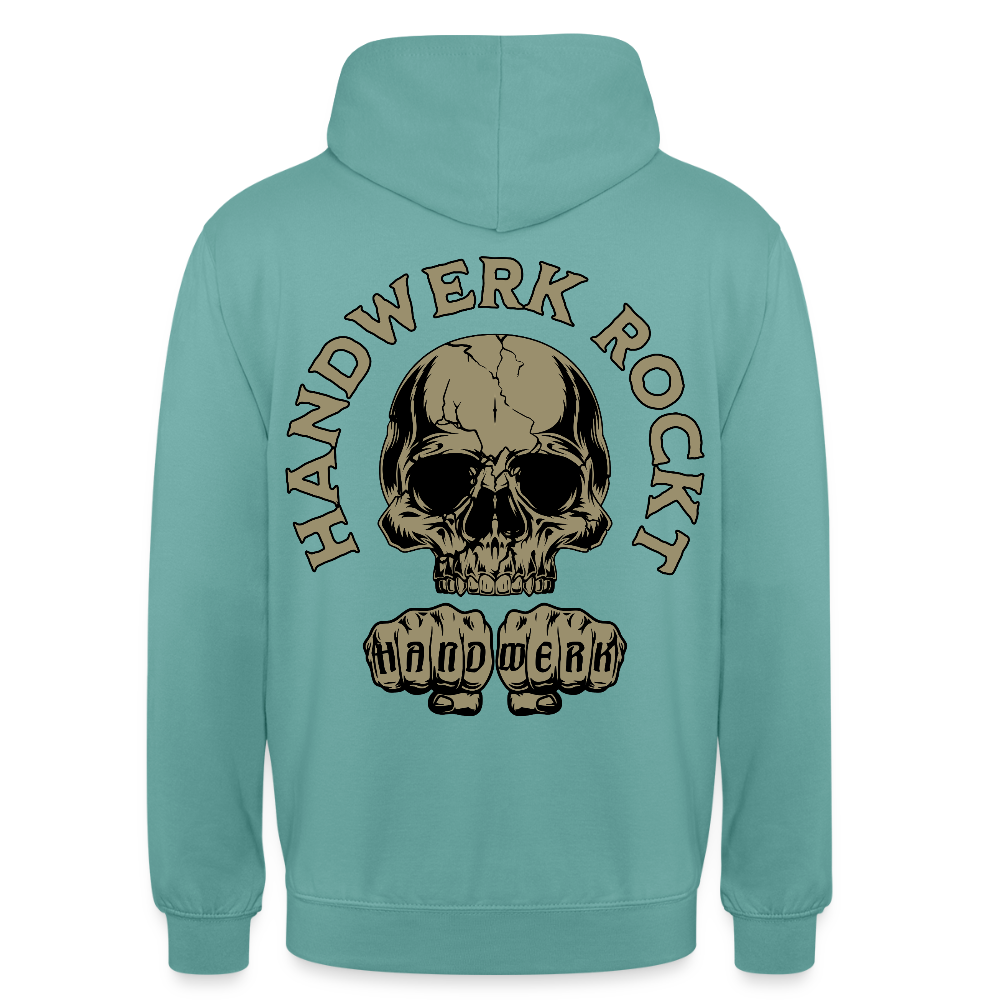 Unisex Hoodie "Handwerk-Rockt" (beidseitig bedruckt) - Pastelltürkis
