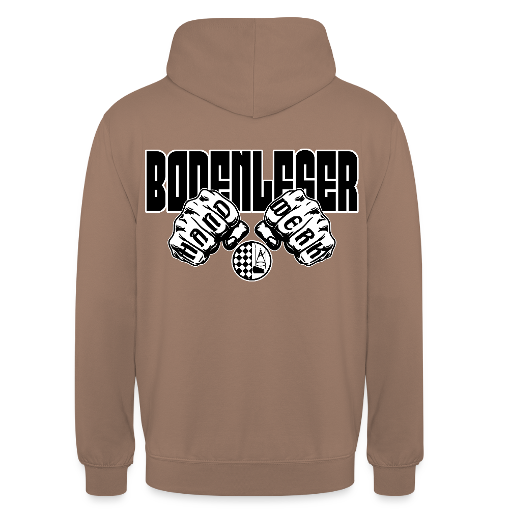 Unisex Hoodie "Bodenleger" (beidseitig bedruckt) - Mokka