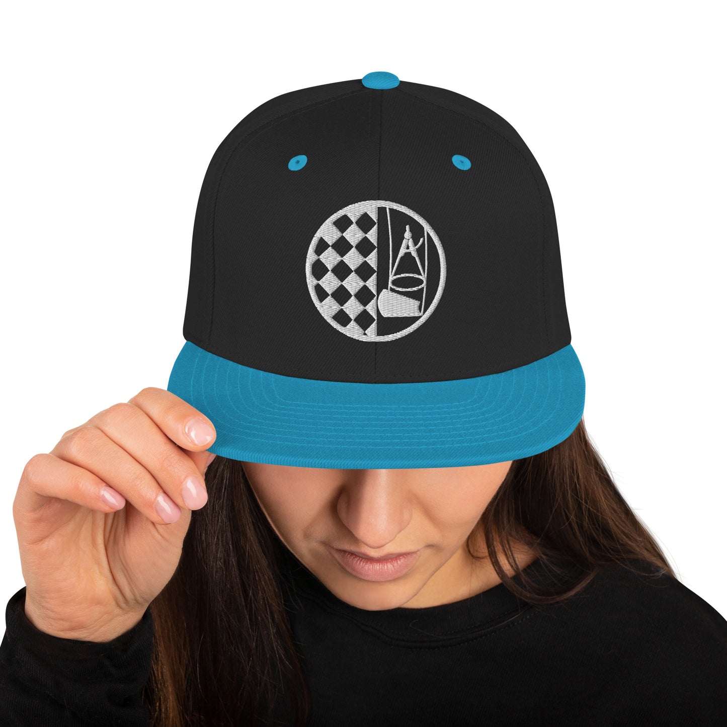 Snapback-Cap "Bodenleger" bestickt Schwarz Blaugrün