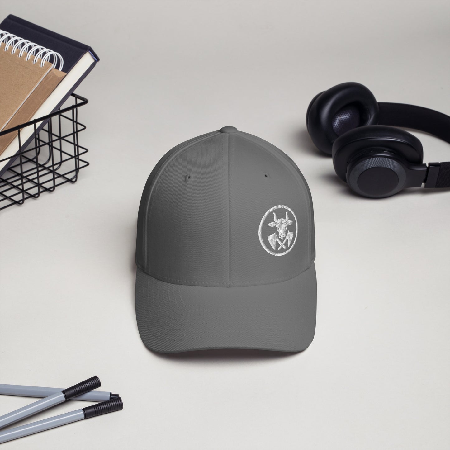 Cord-Cap "Metzger" (bestickt) Grau