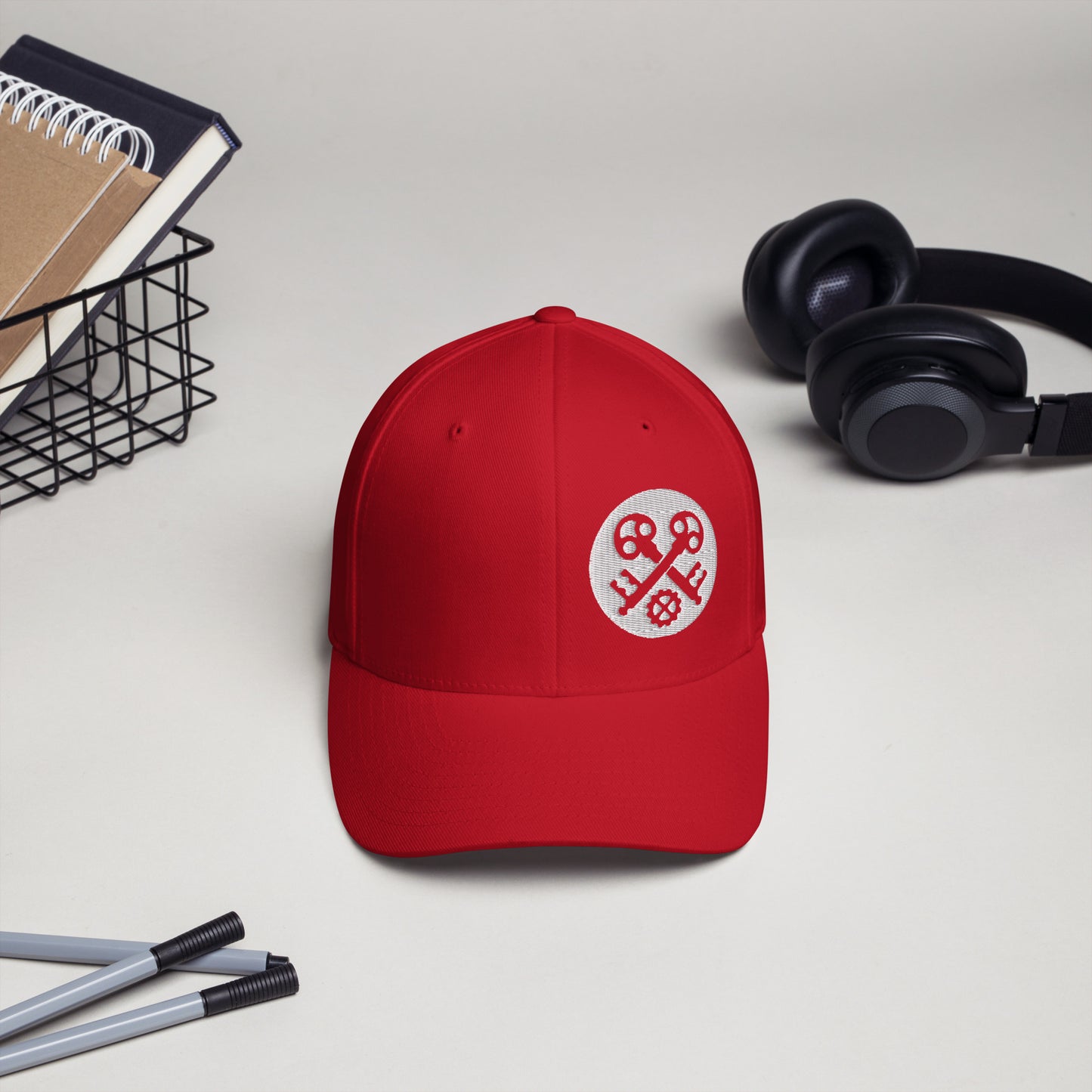 Cord-Cap "Schlosser" (bestickt) Rot