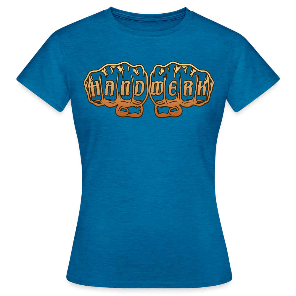 Graues meliertes Frauen T-Shirt "Handwerk" von Spreadconnect, bequemes Shirt mit handwerklichem Druck.