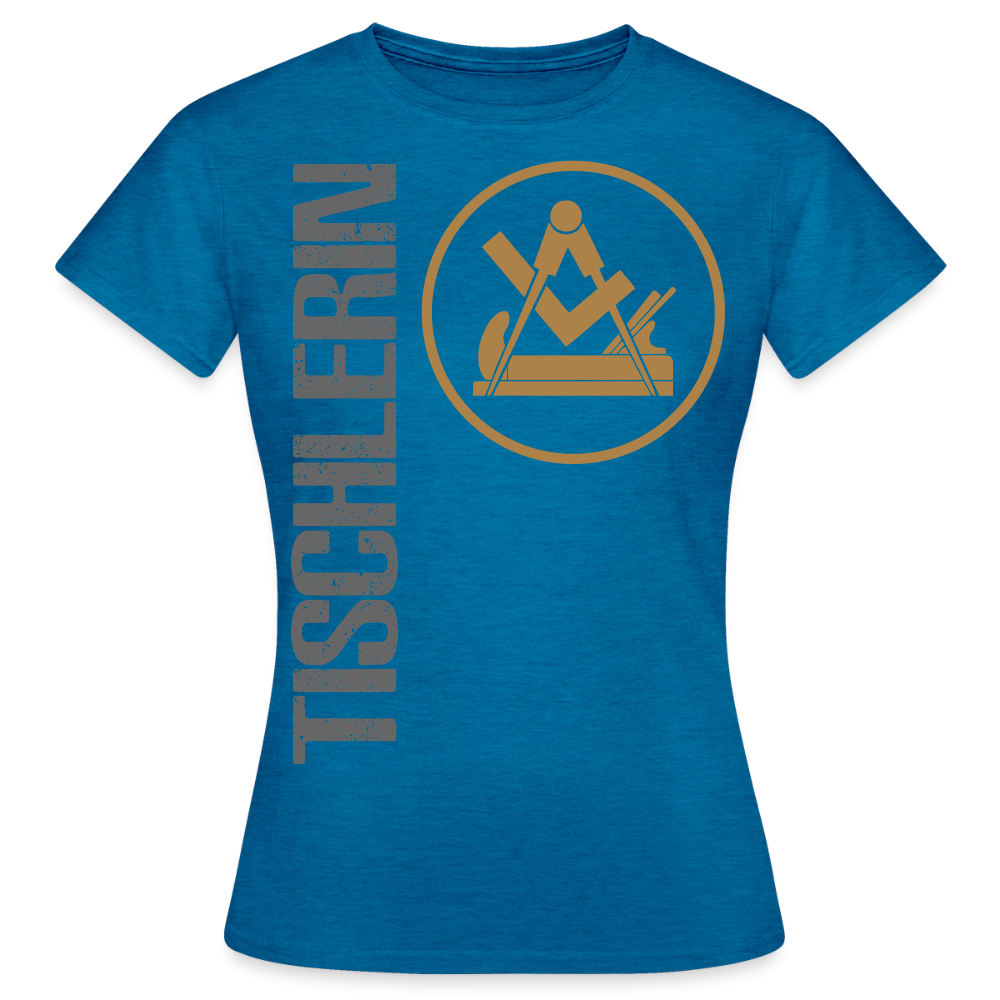 Schwarzes Frauen T-Shirt "Tischlerin" von Spreadconnect, bequemes Damen T-Shirt mit Druck, frontale Ansicht