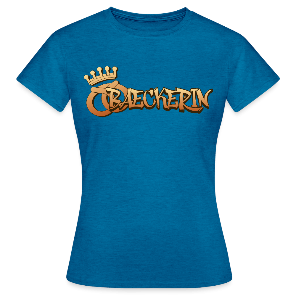 Graues, meliertes Frauen T-Shirt „Bäckerin“ von Spreadconnect, bequemes Baumwollshirt mit passender Passform.
